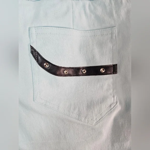 Jamie Sadock "Perfect Fit" Capris Pastel Aqua Blue Cropped - Picture 9 of 12